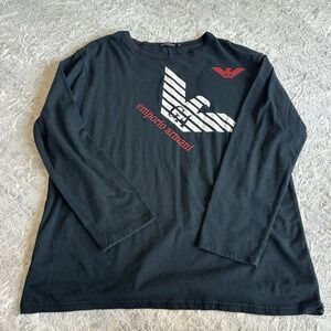 Emporio Armani Black Long Sleeve Shirt‎ Teen Size XXL Made In Italy 100% Cotton
